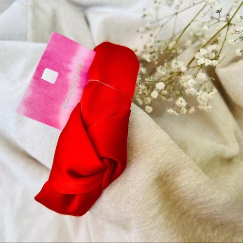 تل گره ای ساتن خوشرنگ قرمز روشن برند accessories