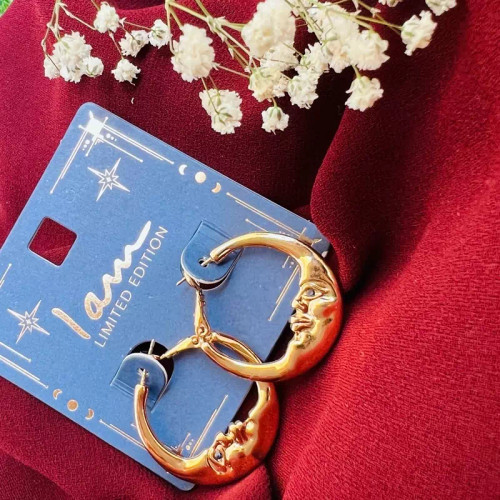 گوشواره ی حلقه ای ماه نگین دار