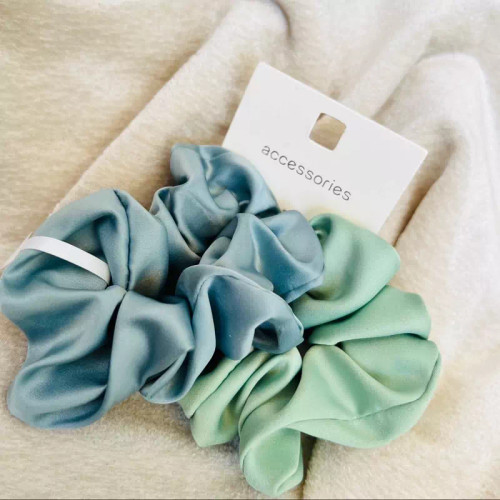 پک دو عددی کش ساتن اسکرانچی سبز ابی برند accessories
