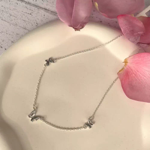 گردنبند سه پروانه نقره ای خاص و شیک