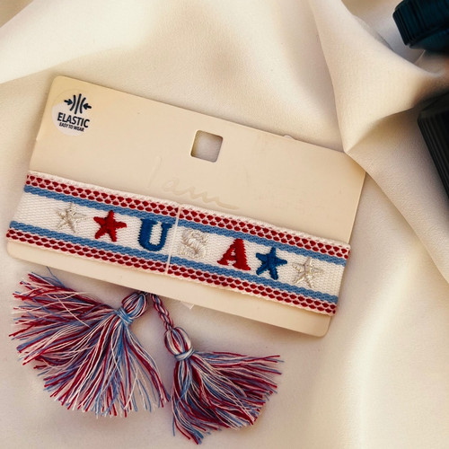 دستبند بافت ترند طرح USA
