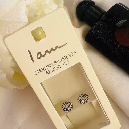 گوشواره نقره عیار 925 سیاه قلم نگین دار