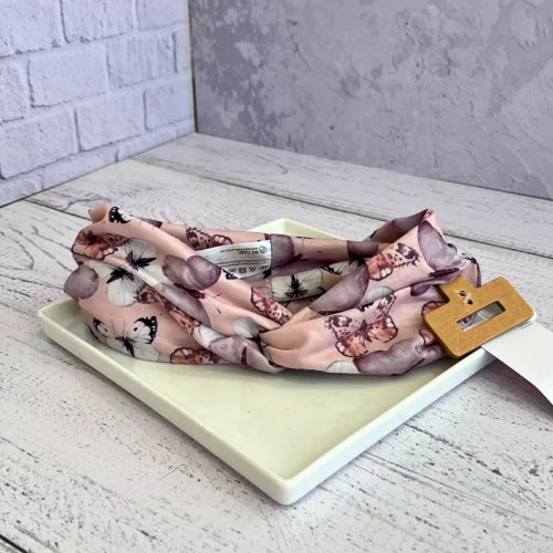 هد زنانه پروانه دار صورتی با پارچه خاص و خوشرنگ وارداتی و خوش دوخت