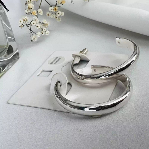 گوشواره نیم حلقه پهن نقره ای براق و با جلوه