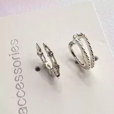 پک ایرکاف دو عددی نقره ای دولاین و نگینی بددن نیاز به سوراخ گوش ایر کاف