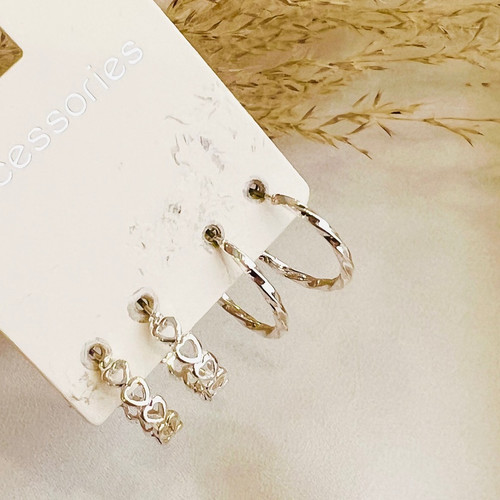 گوشواره حلقه ای قلبی و پیچ