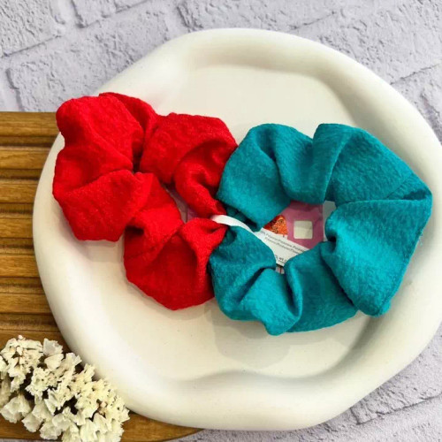 پک کش دو عددی پارچه ای قرمز و ابی وارداتی کش اسکرانچی