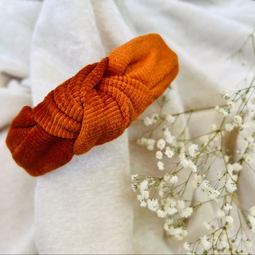 تل گره ای مخمل نارنجی پاییزی برند accessories