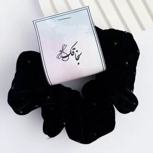 کش اسکرانچی مخمل مشکی نگینی کش مشکی کش مخمل