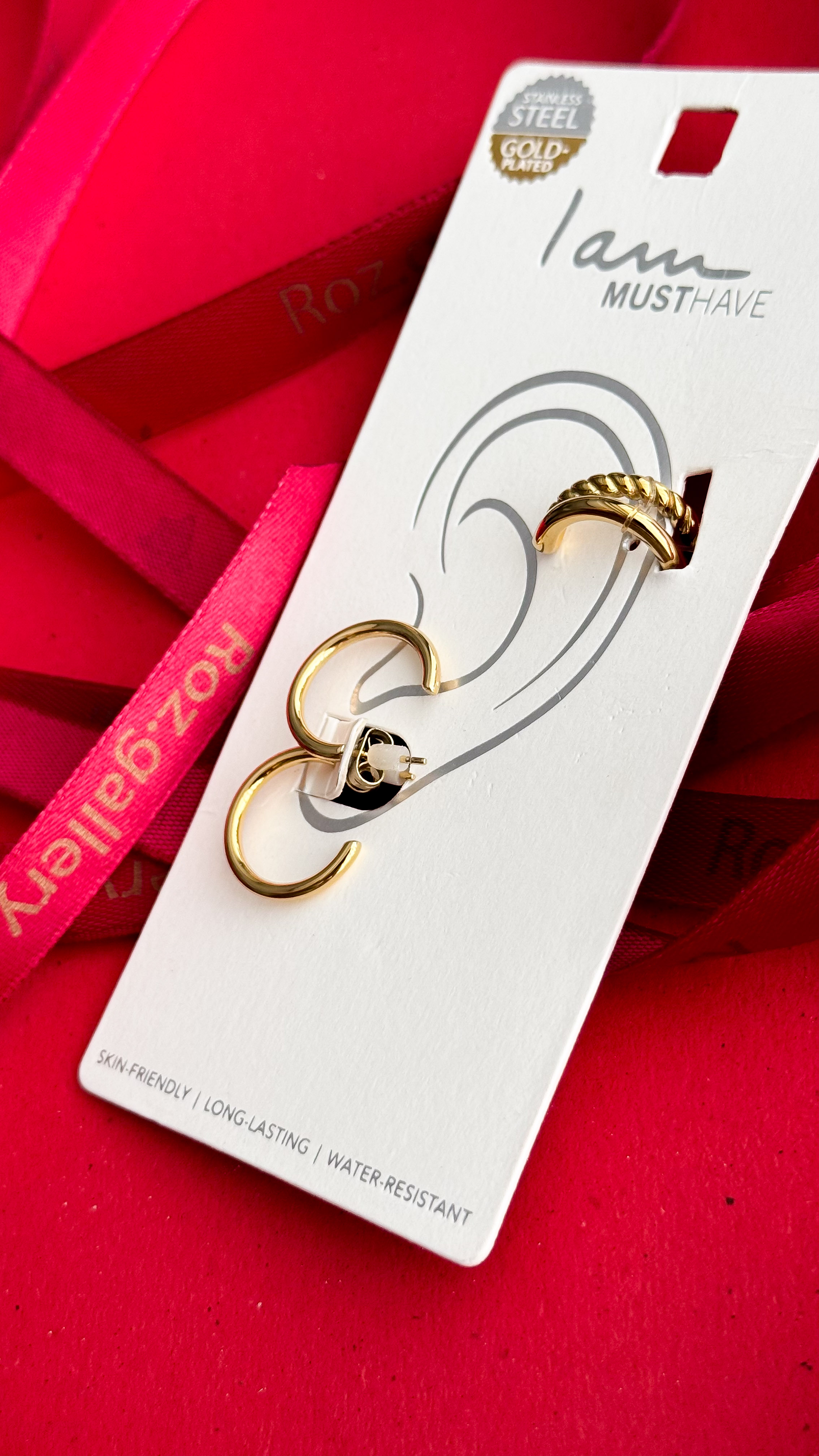 پک گوشواره حلقه ای استیل به همراه ایرکاف دولاین گوشواره استیل