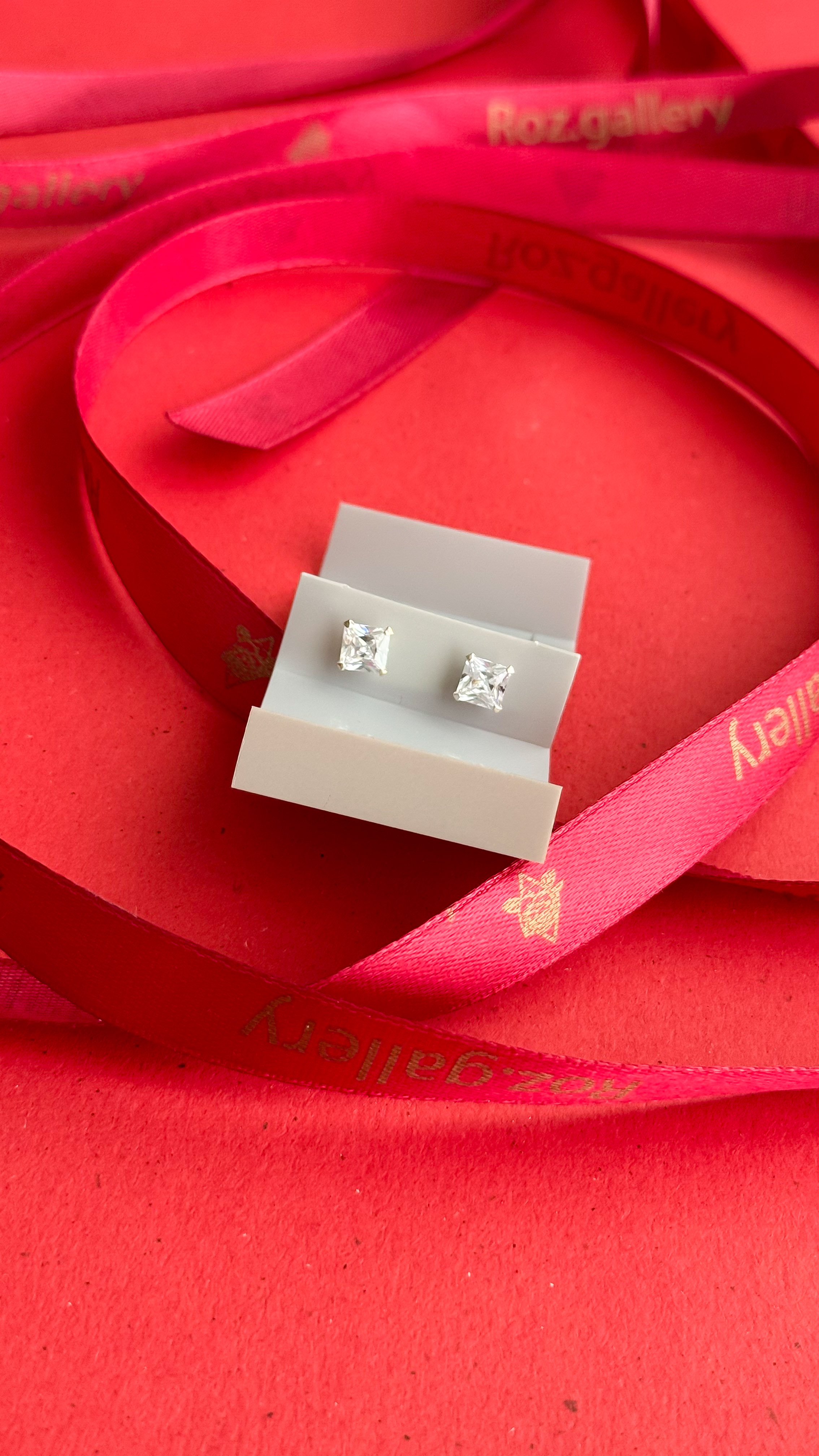 گوشواره نقره عیار 925 طرح مربع با نگین سوارسکی نقره زنانه