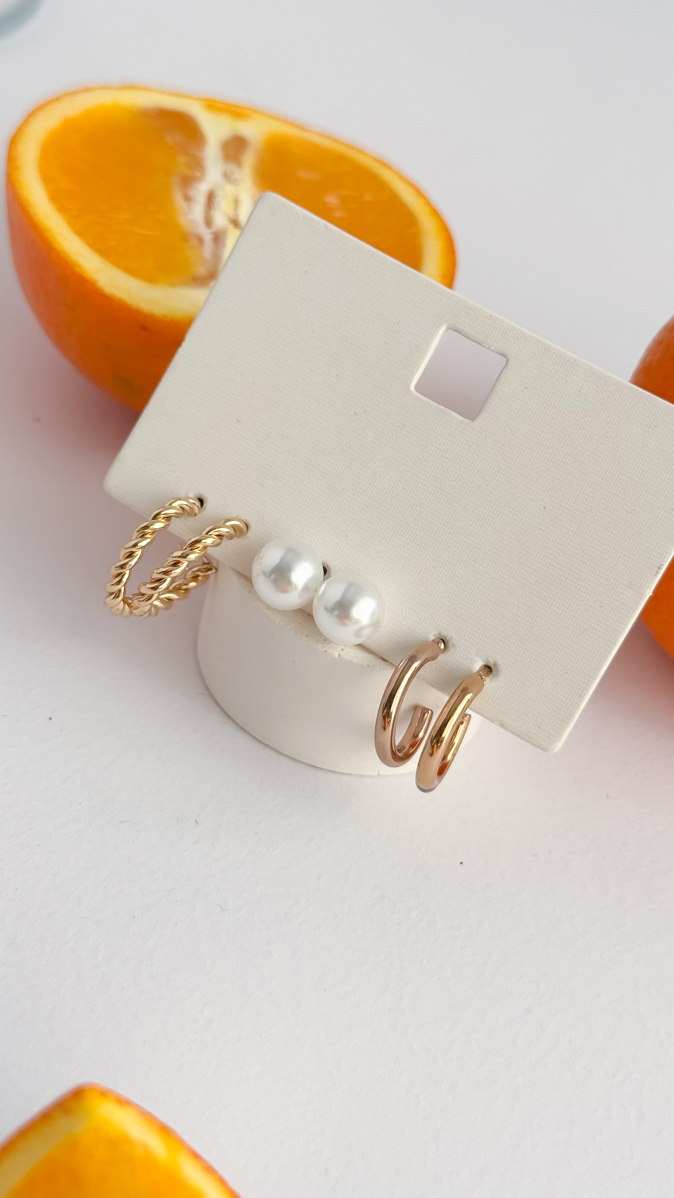 پک سه عددی گوشواره حلقه ای و گوشواره مروارید